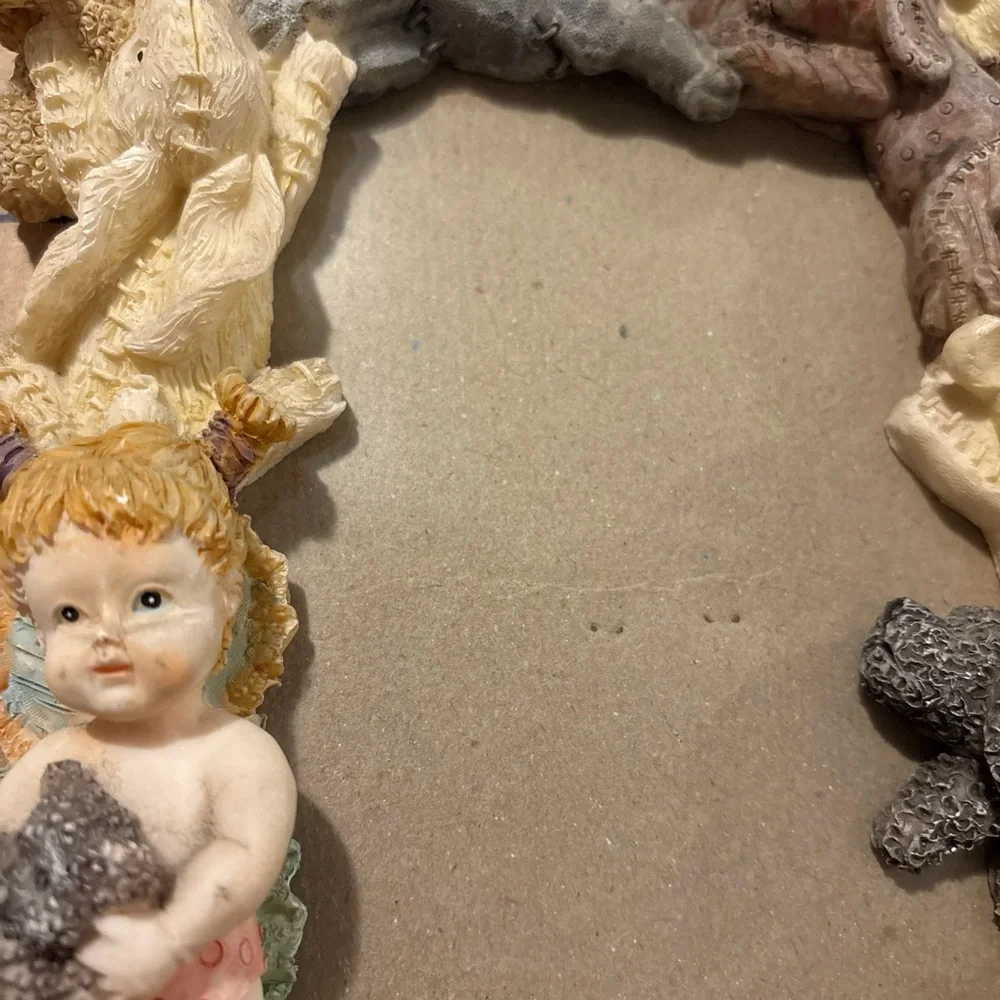 Victorian 3D Nursery Picture Cherub Frame Baby, Teddy, Bunny Shabby Resin 9x7
